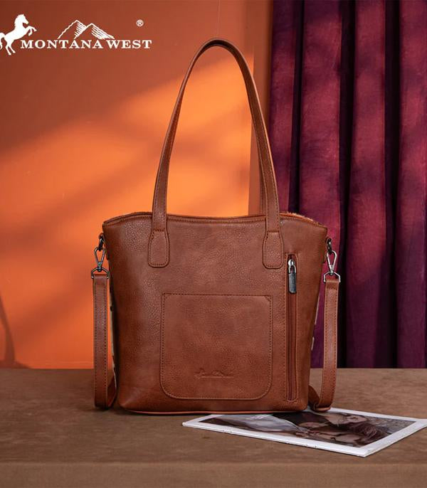 Montana West Brown Cowprint Tote Crossbody