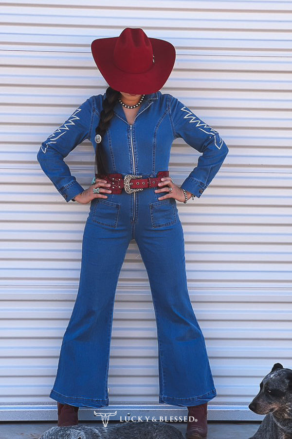 Denim Boot Stitch Jumpsuit
