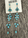 Turquoise Floral Dangle Post Earrings