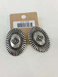 Silver Stamped Aztec Post Earrings