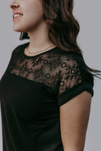 Black Aztec Mesh Top