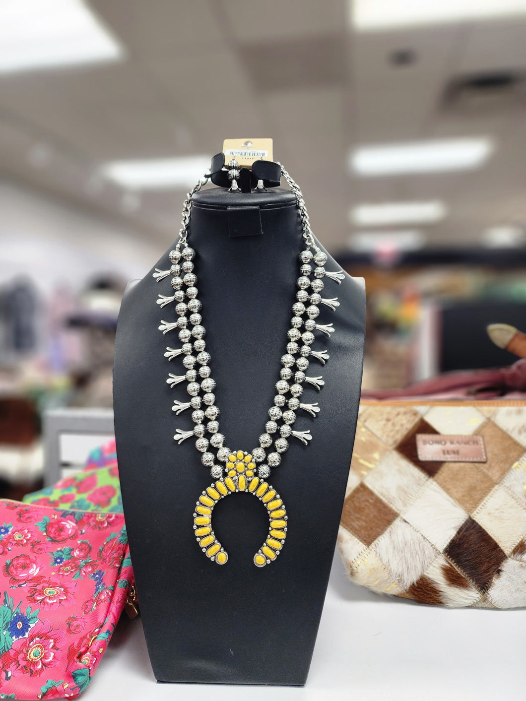 Yellow Cluster Naja Squash Necklace and Earrings