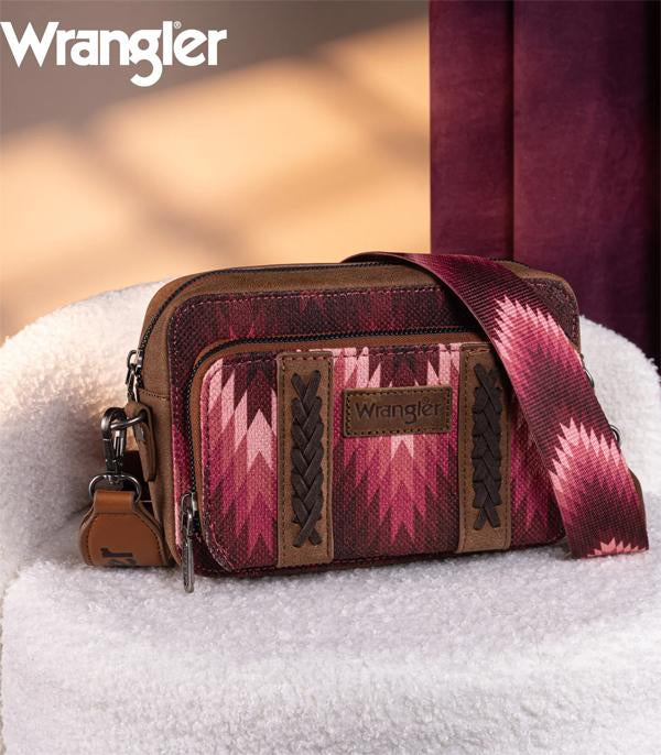Wrangler Dark Pink Southwestern Wallet Crossbody