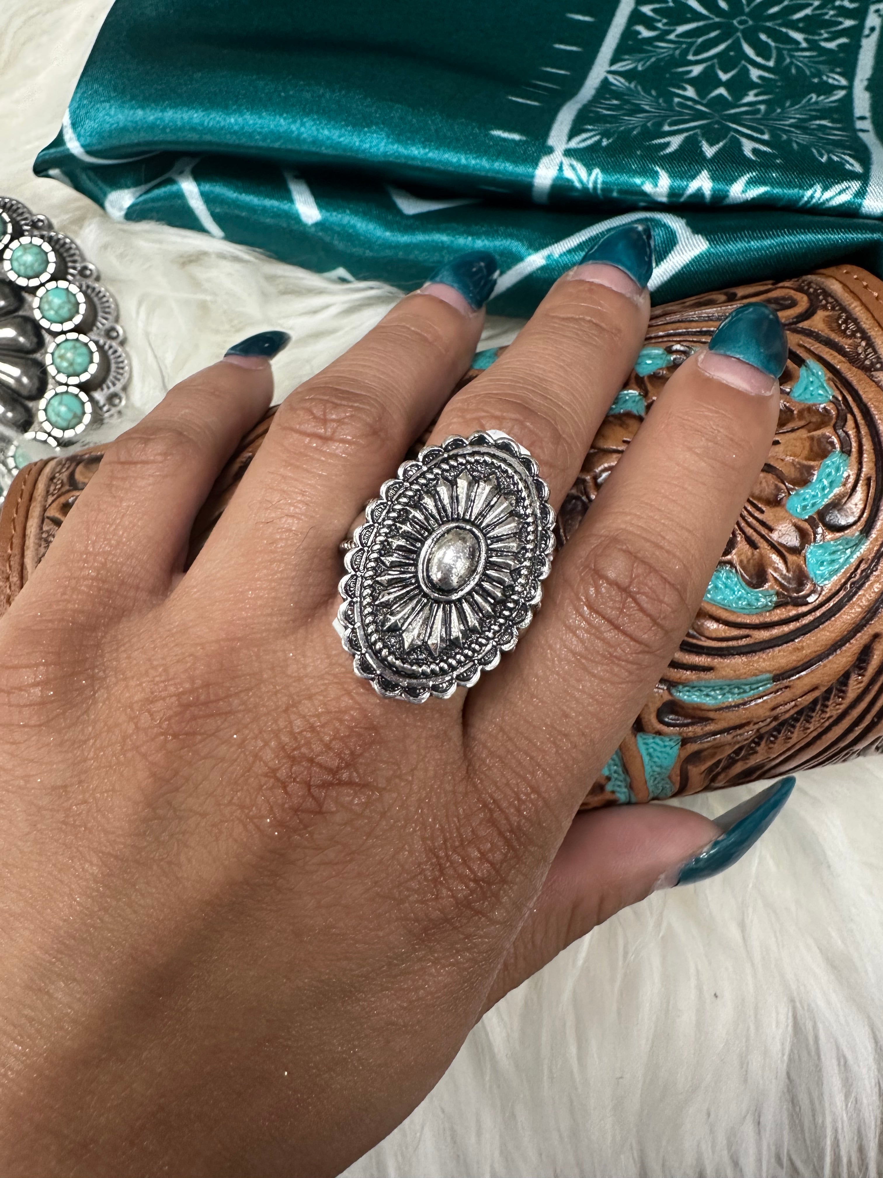 Silver Concho Cuff Ring