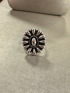 Silver Stamped Cluster Cuff Ring