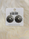 White Stamped Concho Post Earrings