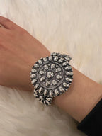 Silver Stamped Round Cuff Bracelet