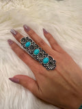 Turquoise Floral Concho Cuff Ring