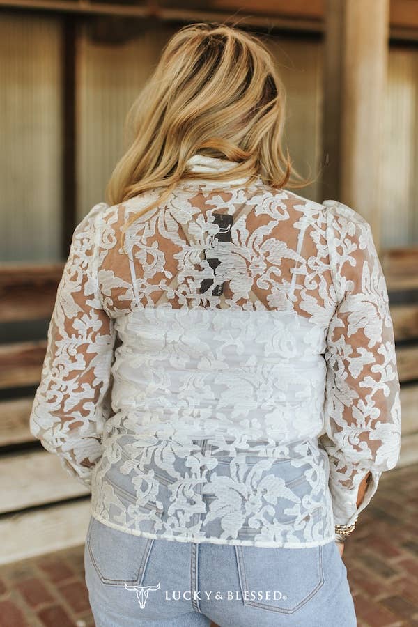 Ivory Lace Button Top