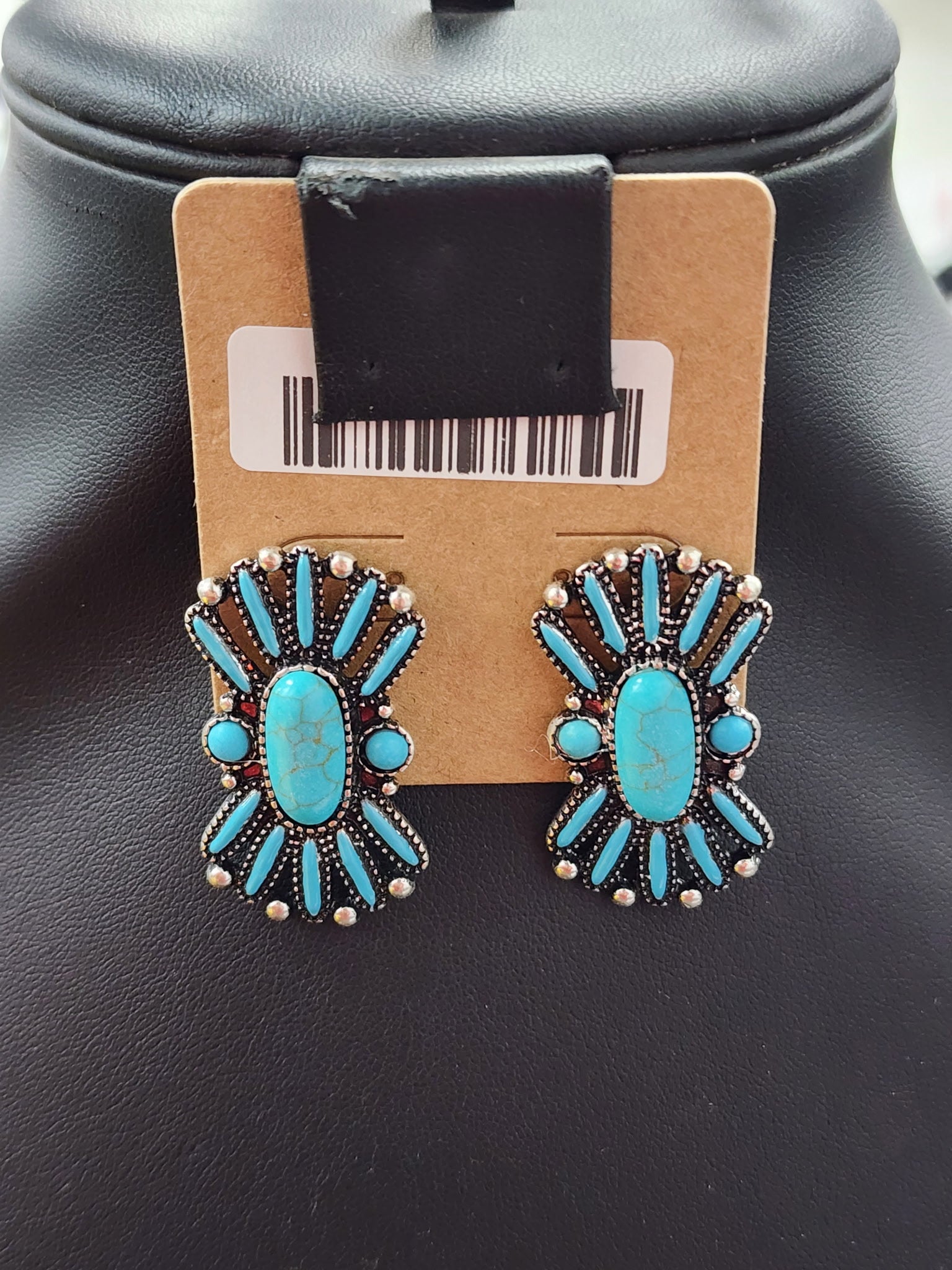 Turquoise Ribbon Cluster Post Earrings