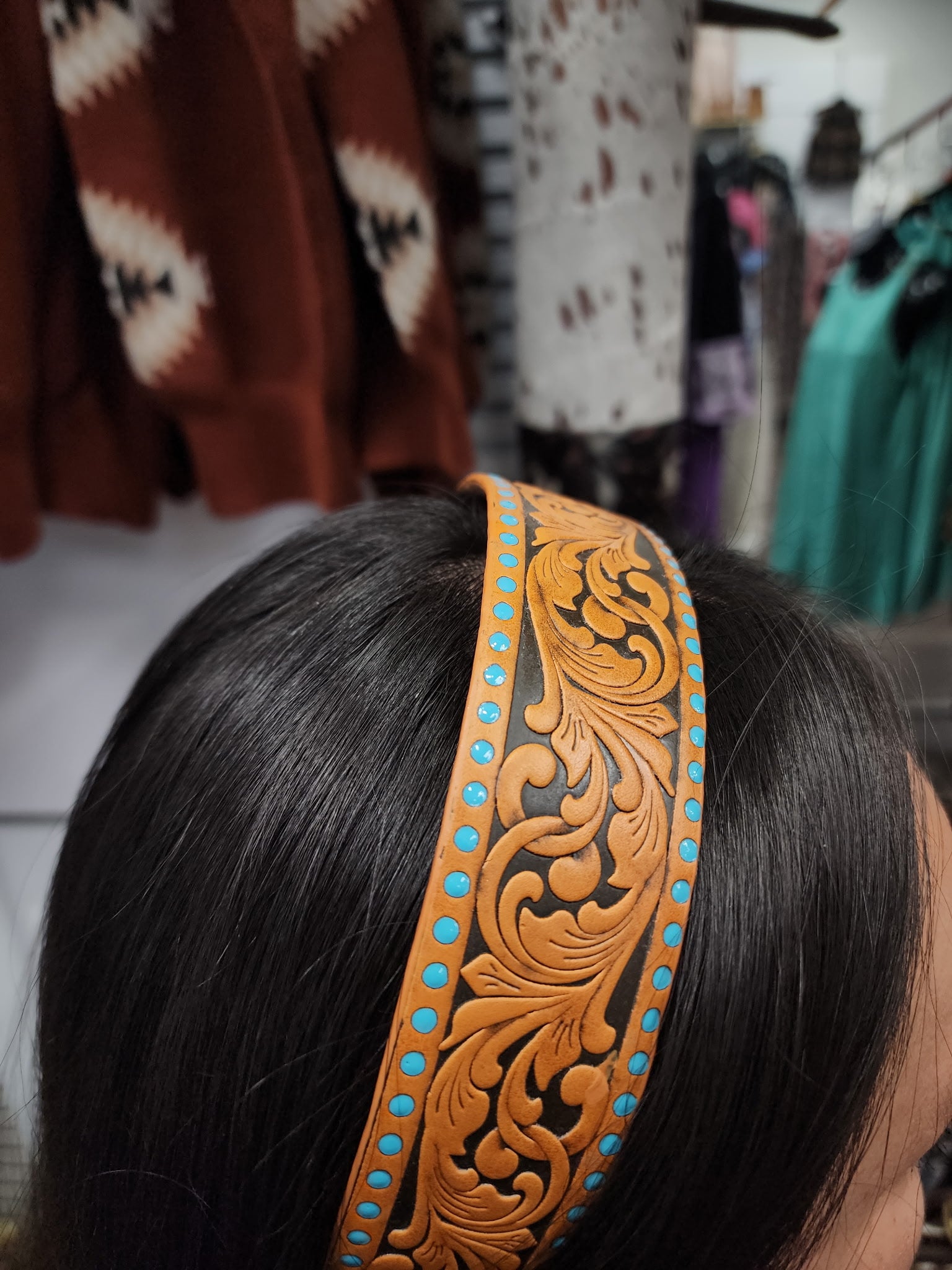 Turquoise Scroll Embossed Headband