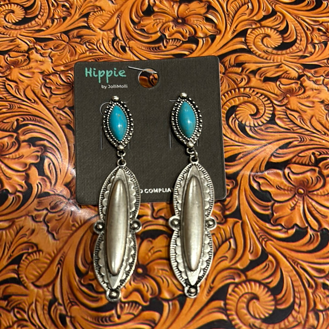 Turquoise Post Dangle Post Earrings