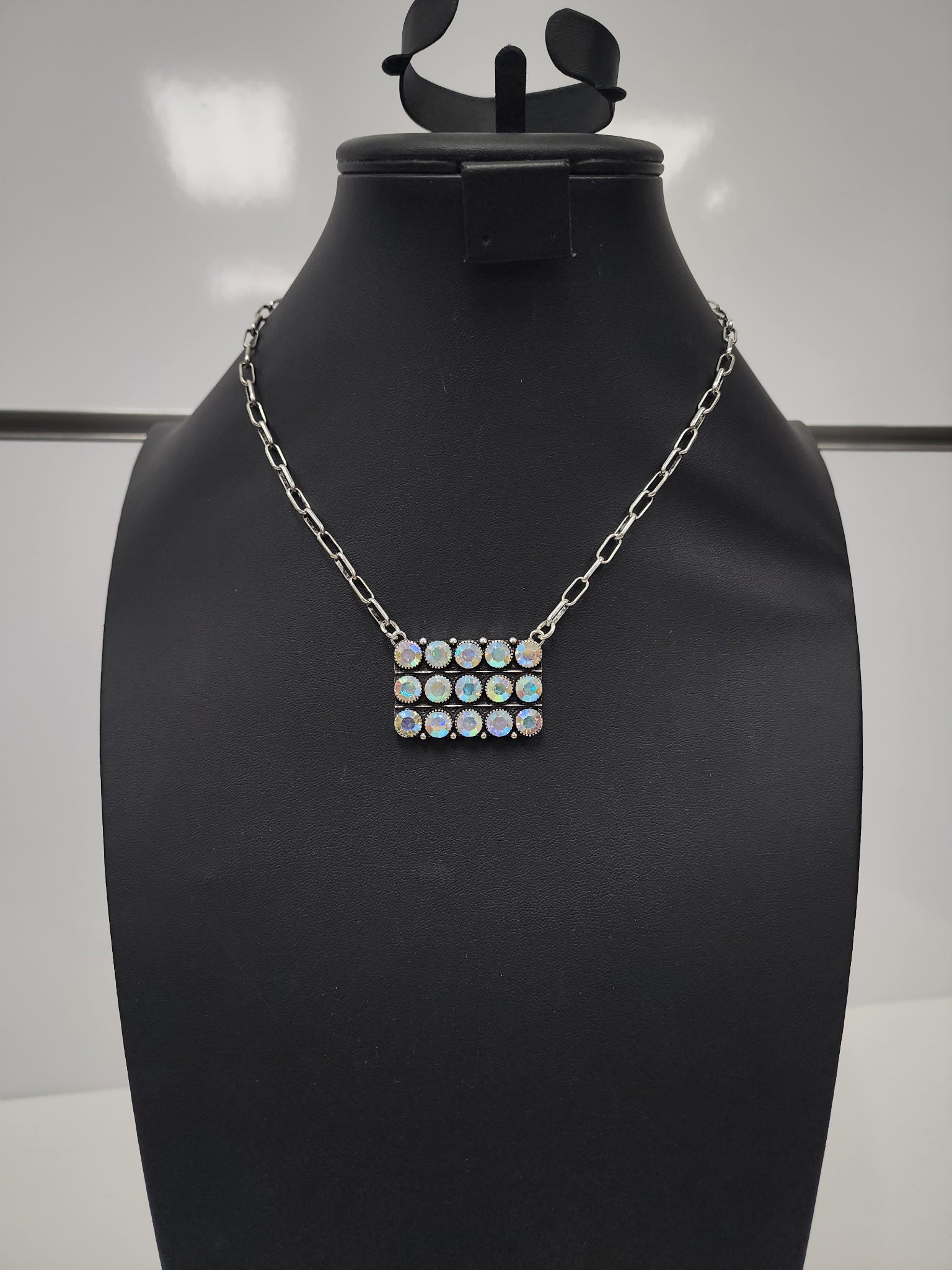 Crystal Cluster Bar Necklace