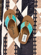 Turquoise Embossed Sandals