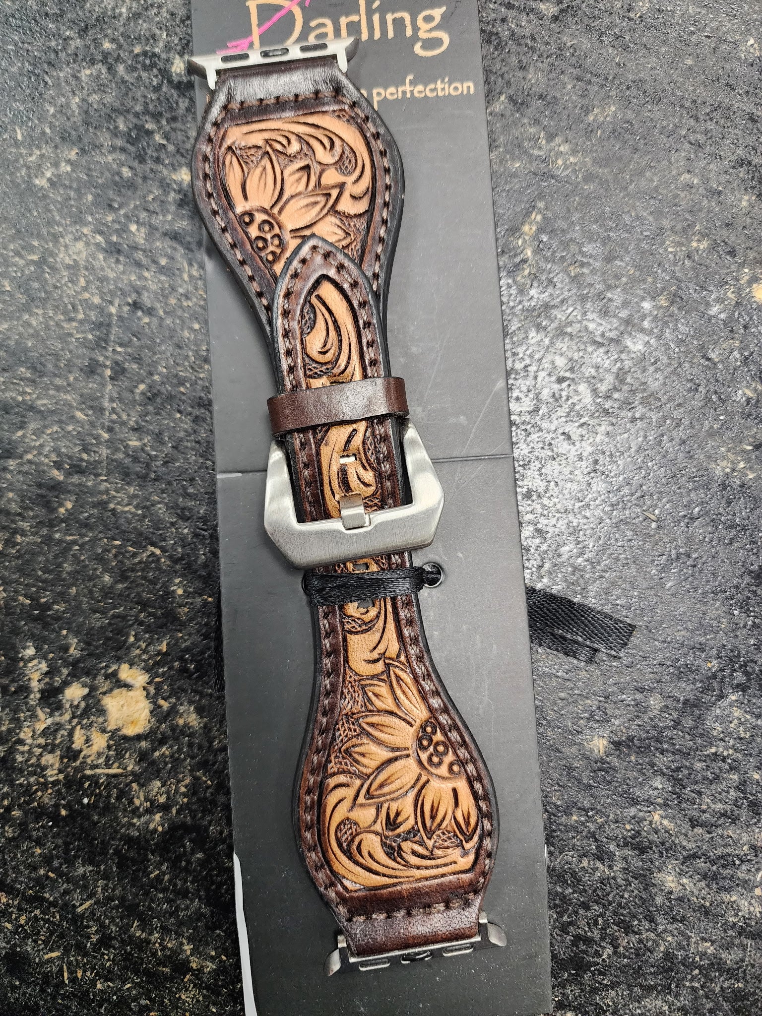 Hand Tooled Floral Watch Band