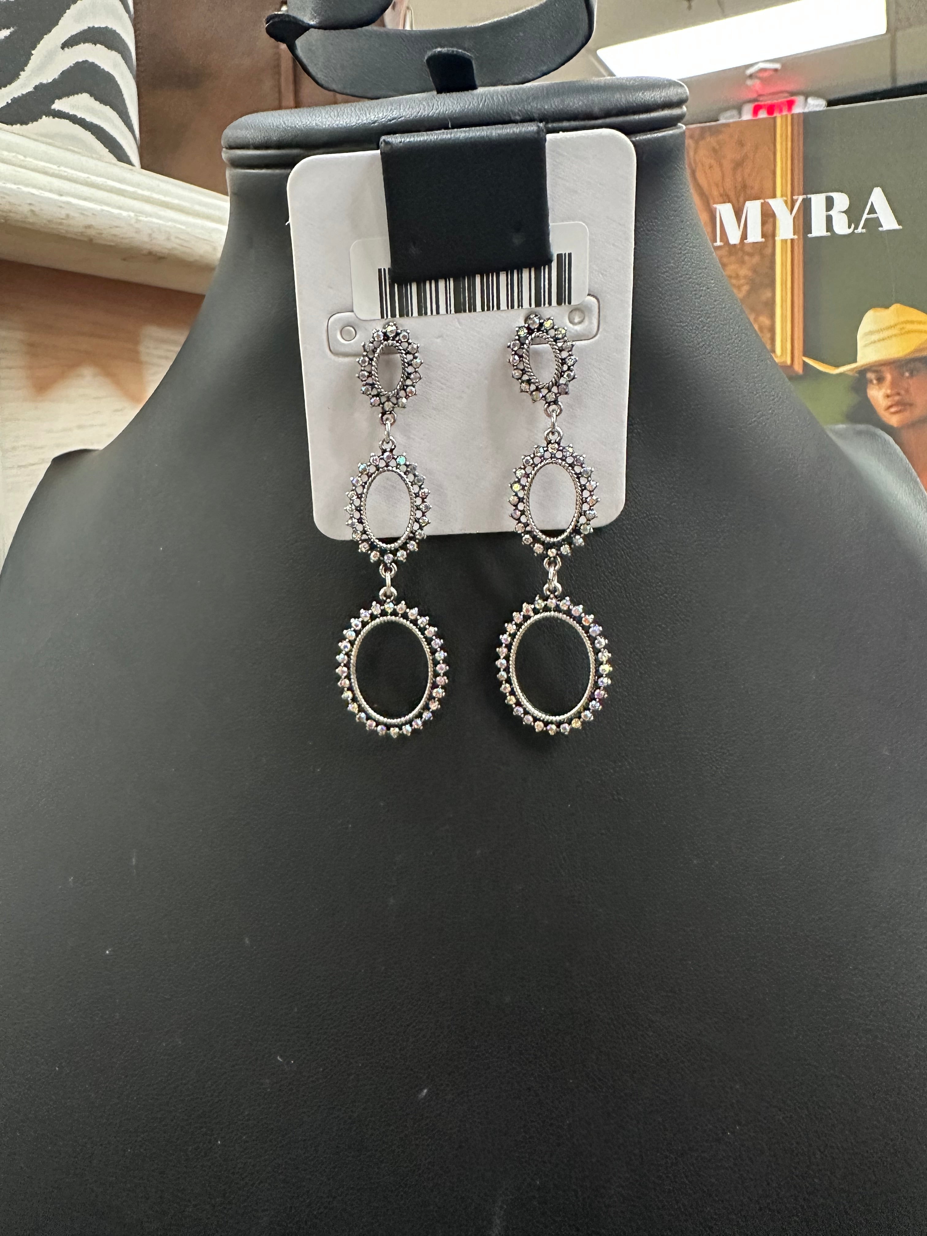 Crystal Hoop 3-Tier Post Earrings