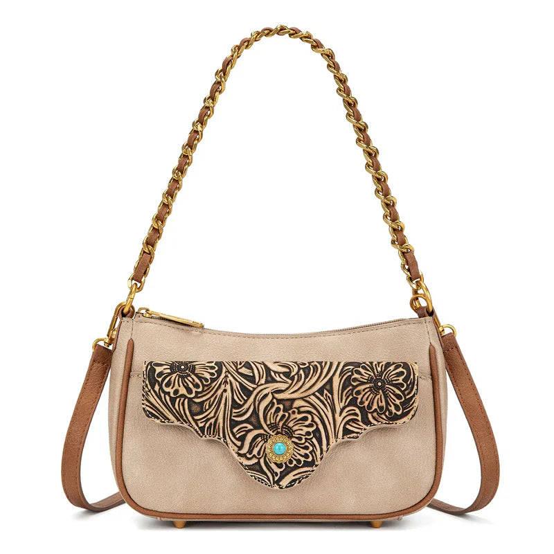 Montana West Khaki Embossed Crossbody