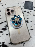 Crystal Sapphire Flower Magnetic Phone Grip