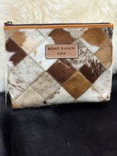 Load image into Gallery viewer, Brown Cowhide Make-Up Bag
