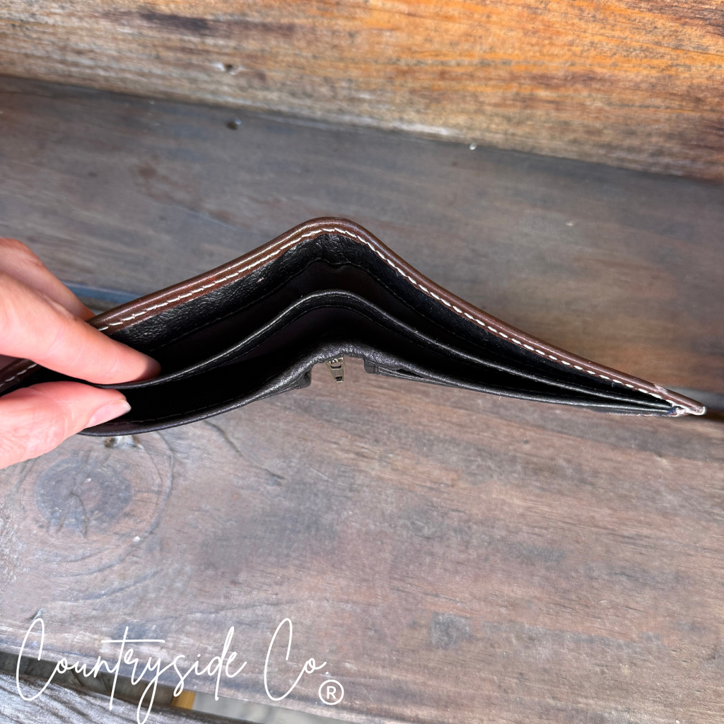 Beaded Cross Leather Men's Wallet