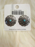 Turquoise Stamped Concho Post Earrings