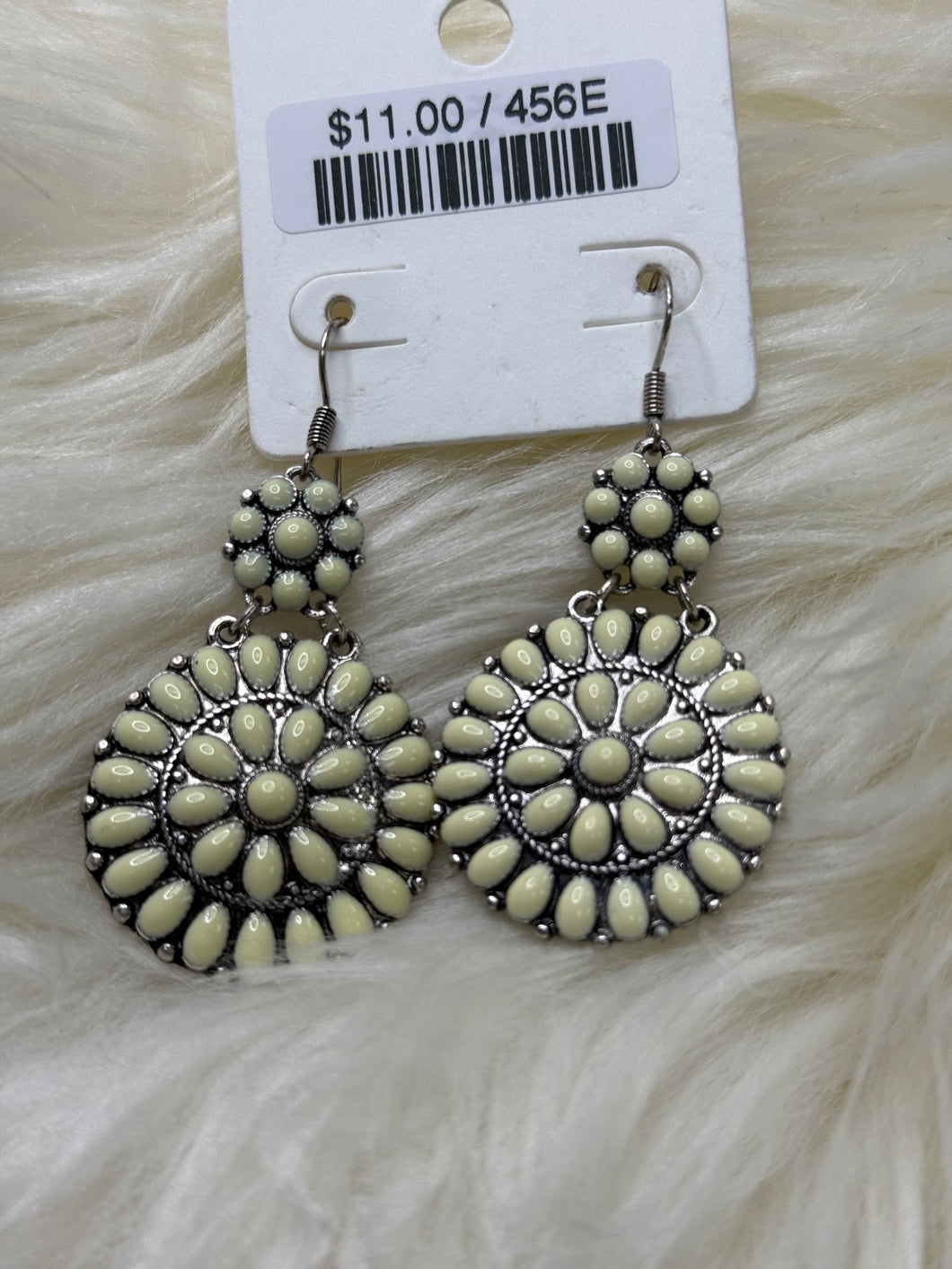 White Cluster Fishhook Earrings