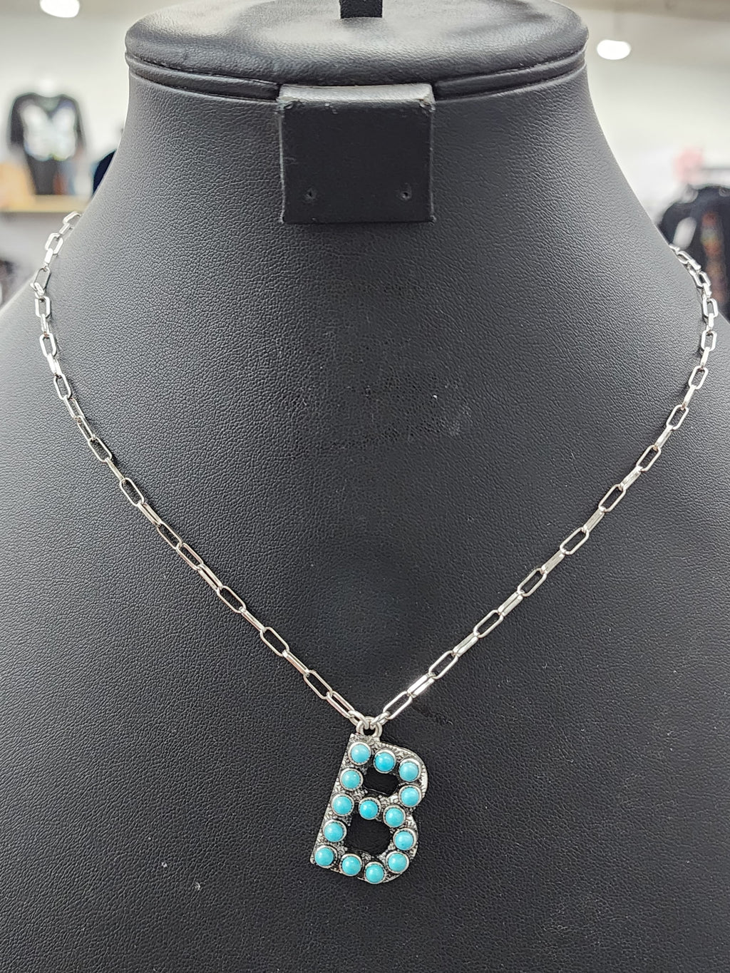 Turquoise Cluster Letter Necklace