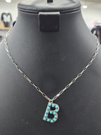 Turquoise Cluster Letter Necklace