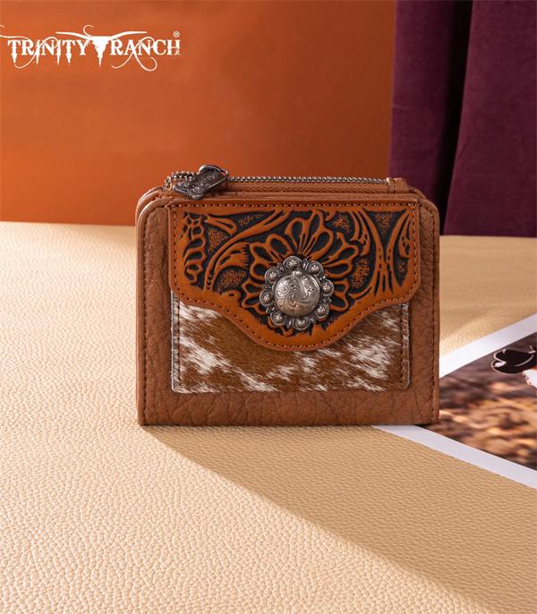 Trinity Ranch Brown Concho Cowhide Wallet
