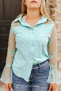 Turquoise Cactus Mesh Top