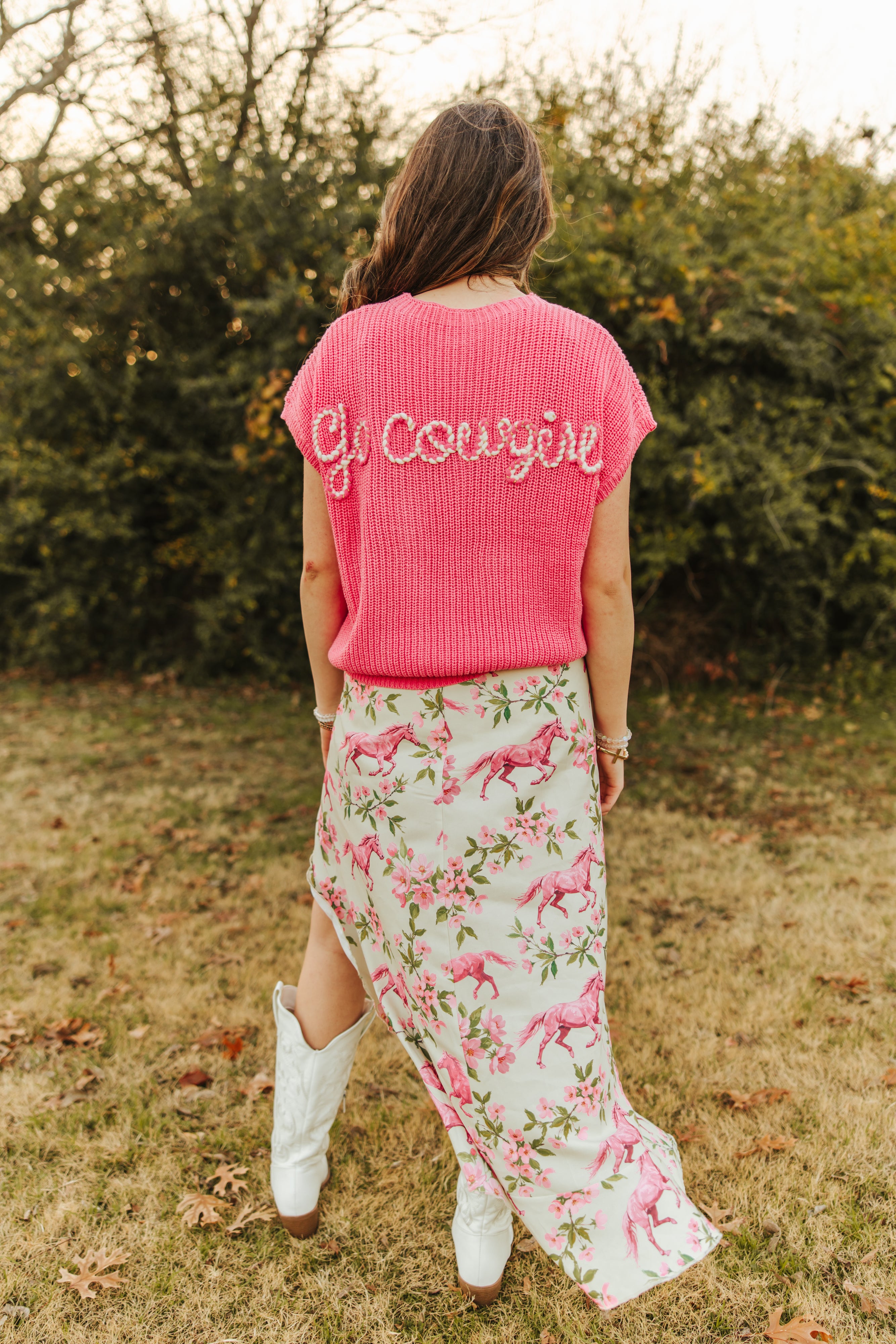 Pink Horse Floral Skirt