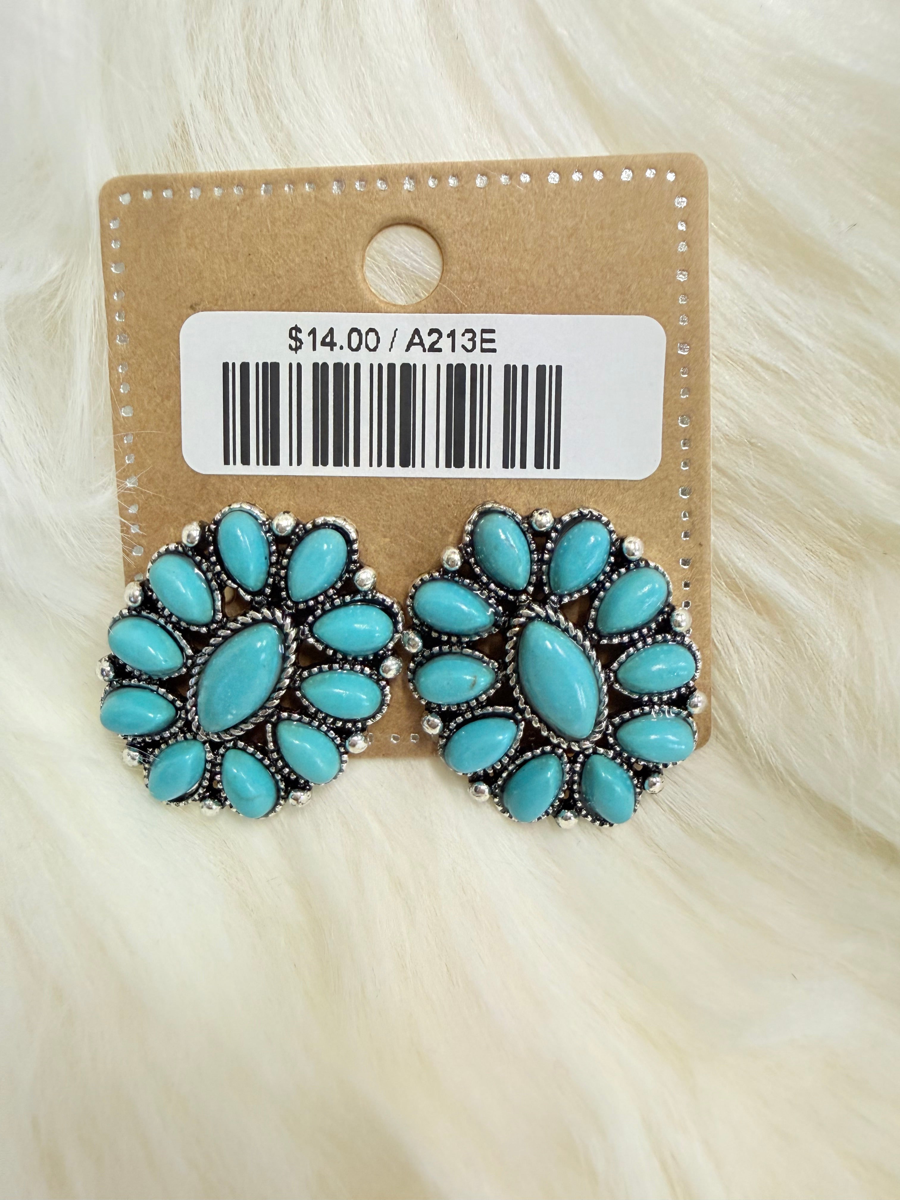Turquoise Cluster Post Earrings