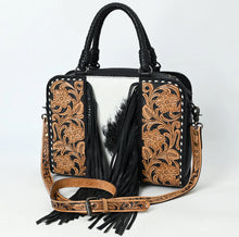 Load image into Gallery viewer, Hand Tooled Leather Fringe Tote Bag
