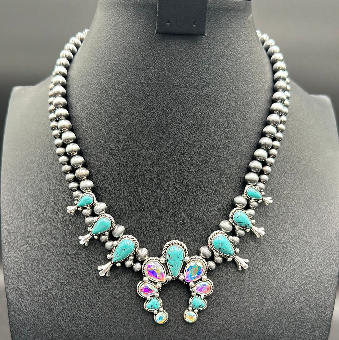 Mini Rhinestone Squash Blossom Necklace