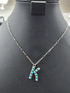 Turquoise Cluster Letter Necklace