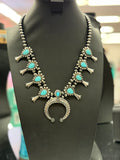 Turquoise Stamped Naja Squash Necklace and Earrings Set