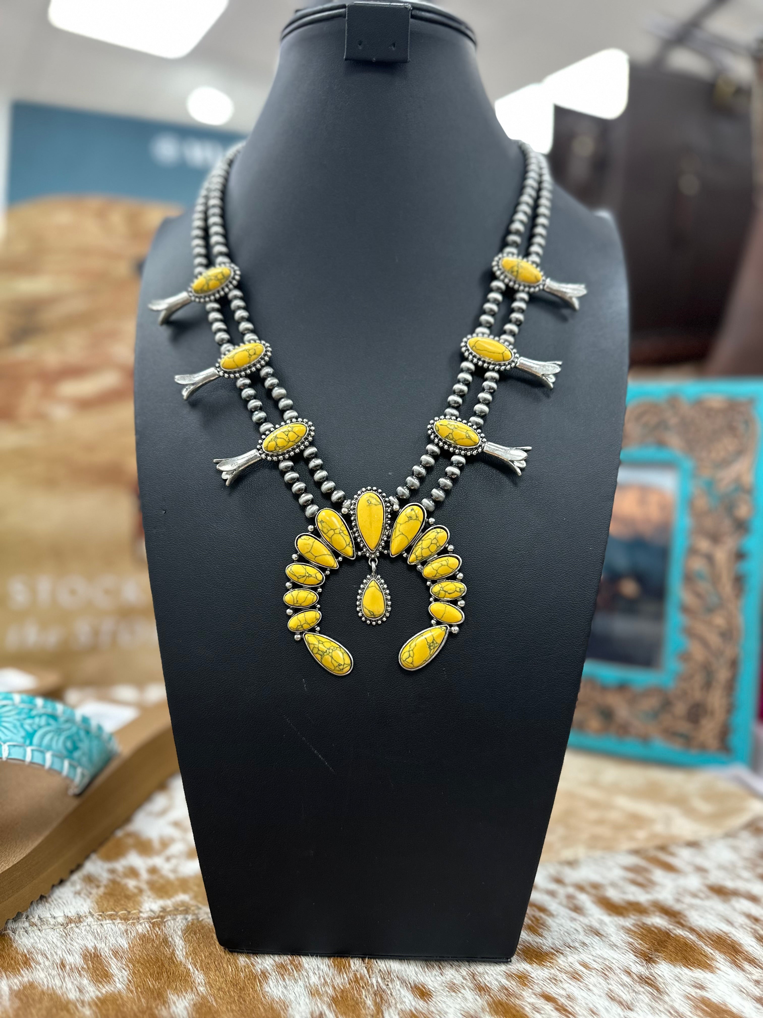 Yellow Colored Stone Squash Necklace