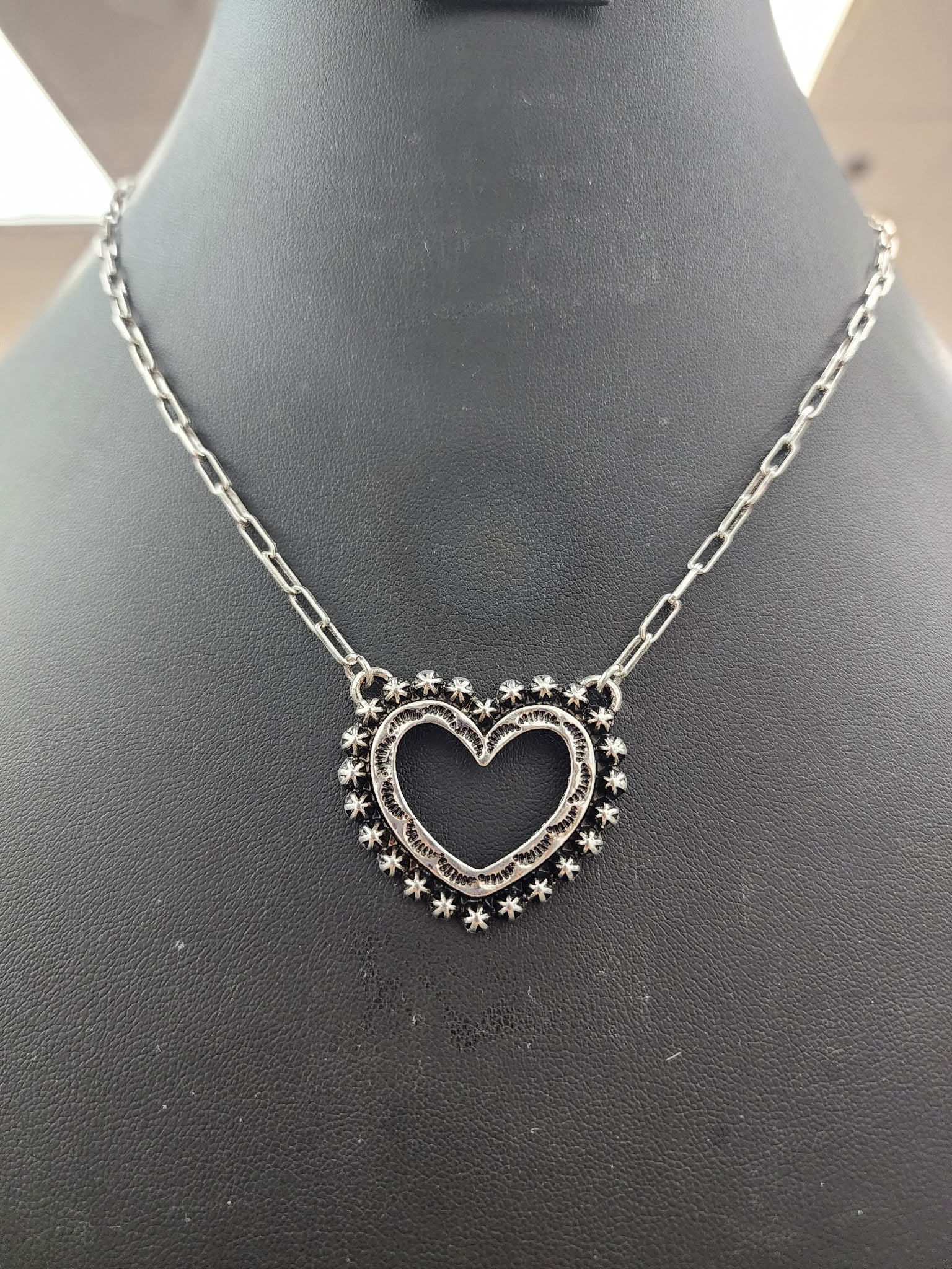 Silver Heart Bead Necklace