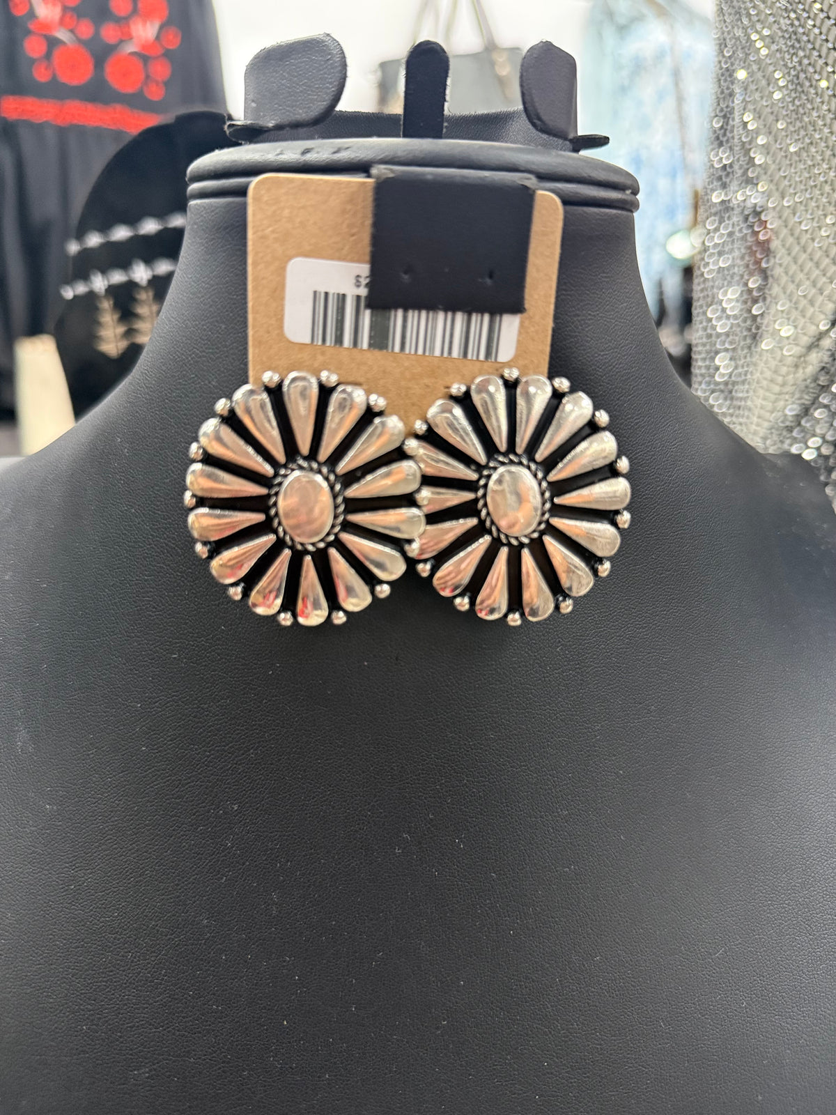 Silver Inspired Stamped Cluster Post Earrings