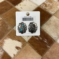 Turquoise Stone Concho Post Earrings