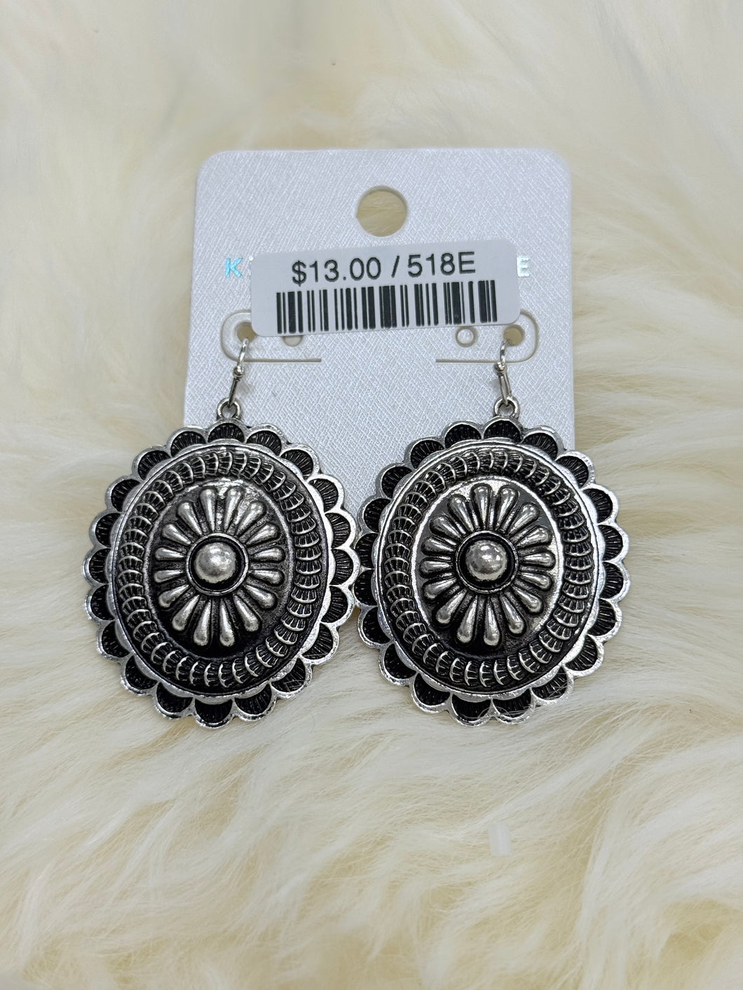 Stamped Concho Fishhook Earrings