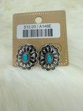 Turquoise Floral Concho Post Earrings