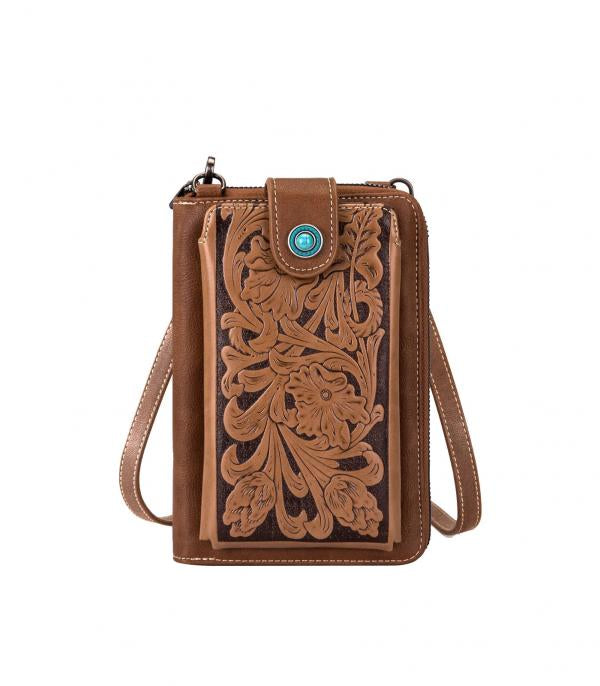 Montana West Brown Embossed Phone Wallet