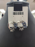 Blue Bonnet Heart Fishhook Earrings