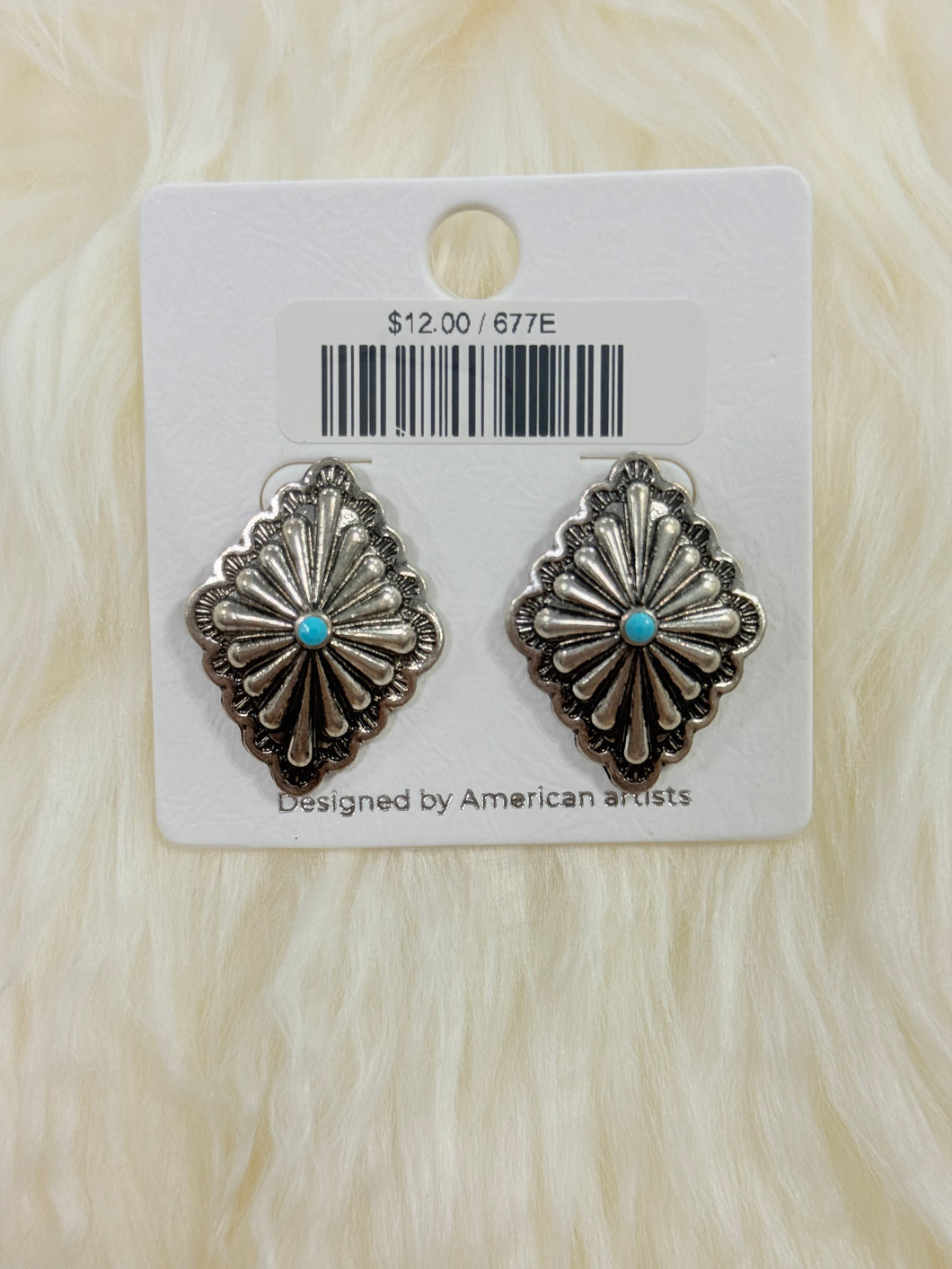 Turquoise Diamond Post Earrings