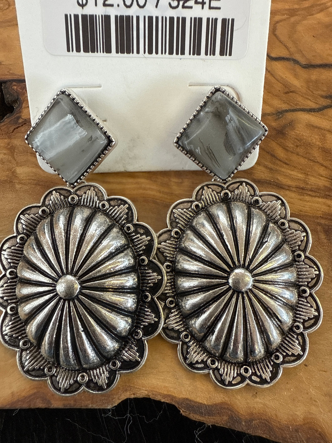 Coral DIamond Concho Post Earrings