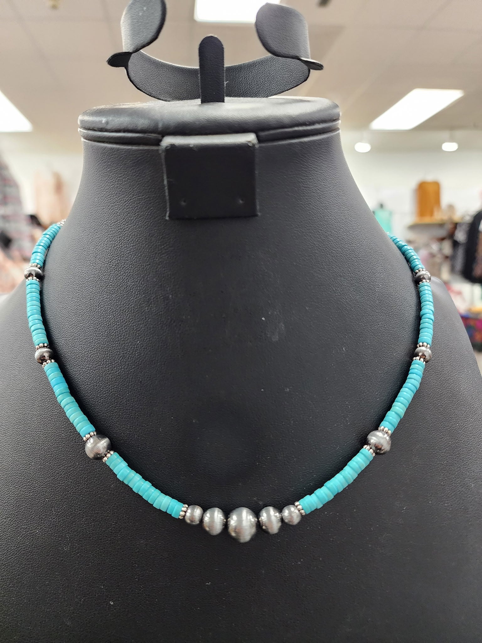 Turquoise Pearl Bead Necklace