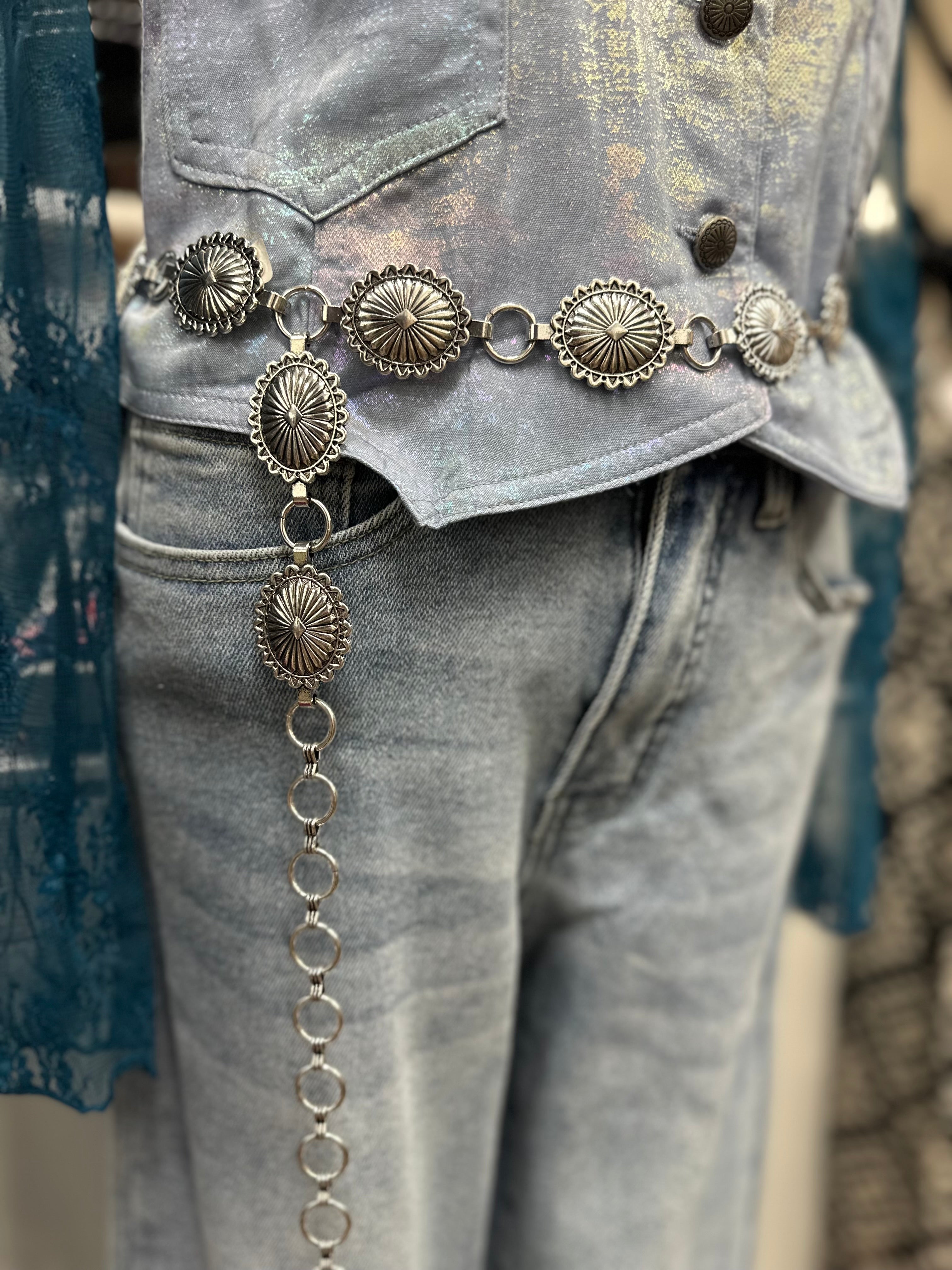 Silver Mini Stamped Concho Belt