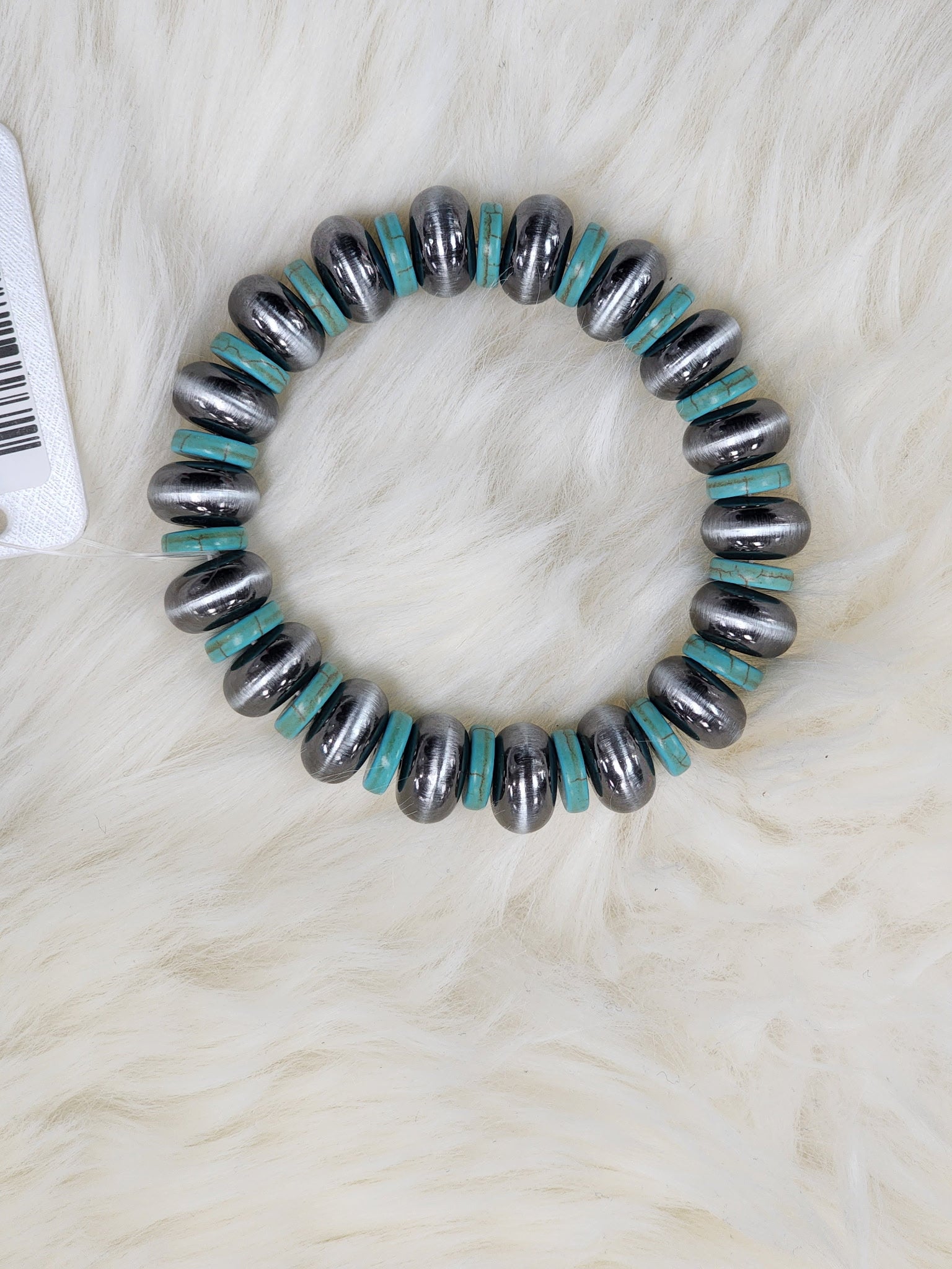 Turquoise & Pearls Stretch Bracelet