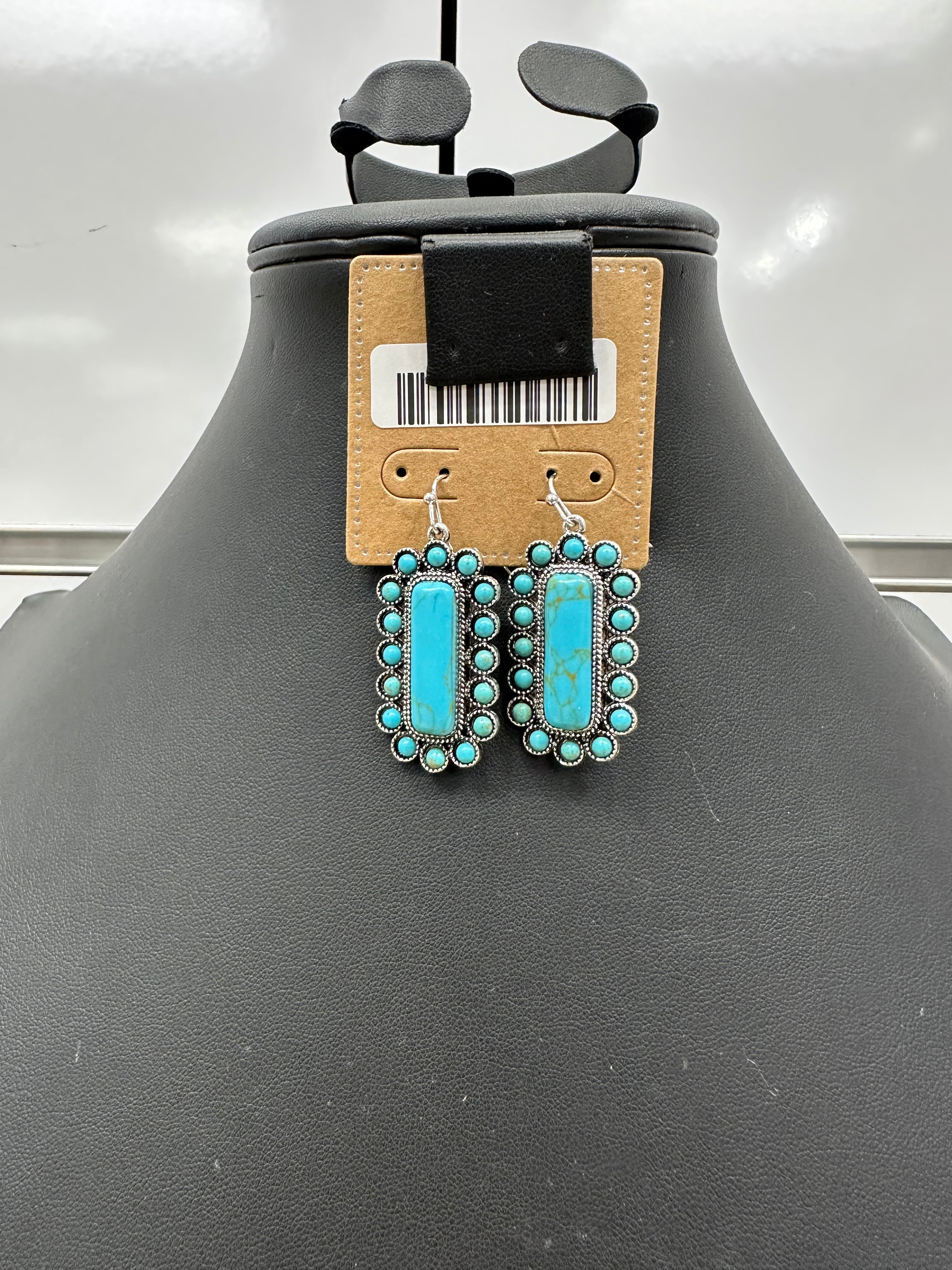Turquoise Cluster Fishhook Earrings